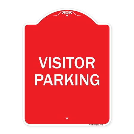 Signmission Designer Series Visitor Parking, Red & White Heavy-Gauge Aluminum Sign, 24" x 18", RW-1824-9869 A-DES-RW-1824-9869